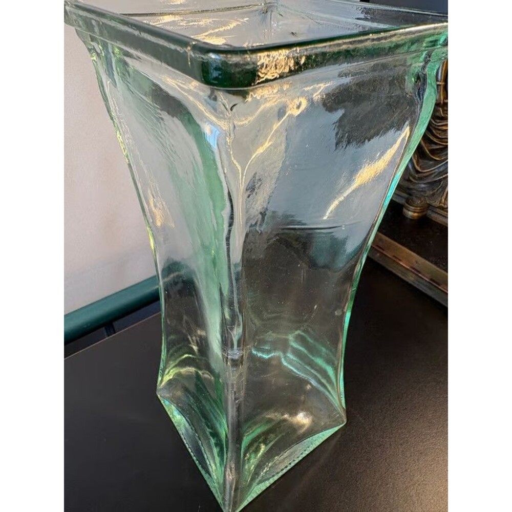 Vintage Emerald Green Glass Bud Vase Round Body 8 in